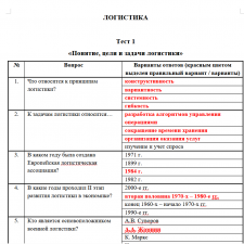 Иллюстрация №1: Тесты с ответами по дисциплине \»Логистика\» (Ответы - Логистика).